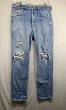 Vintage Mens Wrangler Jeans Made In USA Wester Denim 34x32 Distressed Worn picture