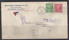 US 1939 LOS ANGELES ARCADE ANNEX TO MEXICO FRANKED COIL 2c W/ NUMEROUS MARKINGS picture