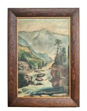 Antique Painting Frame Signed Dated Original Holy Cross Mountain Landscape 24x18 picture