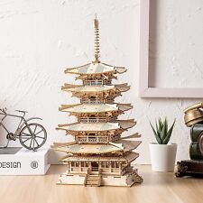 Robotime 275pcs DIY 3D Five-storied Pagoda Wooden Puzzle Game Assembly Toy picture