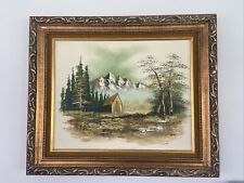 Vintage Mid Century Mountain Landscape Oil Painting signed By Artist Rich 26X22” picture