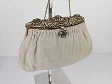 Vtg Stunning 1940's Beaded Evening Purse Bag Clutch Rhinestone & Gold Accents  picture