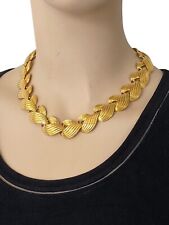 Vintage NAPIER Signed Retro Gold Tone Swirl Wave Statement Necklace 80s 90s picture