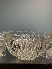 Vintage Hazel Atlas Williamsport Square Prism Crystal Punch Bowl With 18 Cups picture