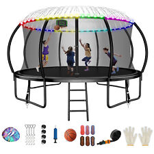 14FT 1400LBS Trampoline for Kids & Adults,Pumpkin Trampoline with Enclosure Net picture