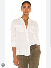 James Perse Canvas Linen Boxy White Long Sleeve Button Down Shirt Womens 2 US M picture