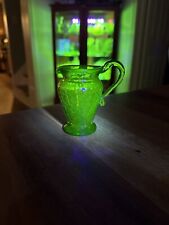 Uranium Glass Crackle Vase picture
