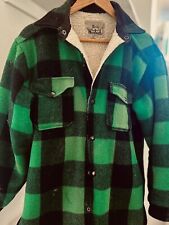 Vintage”Woolrich”Jacket Men’s L GreenPlaid Sherpa Lined/discounted picture