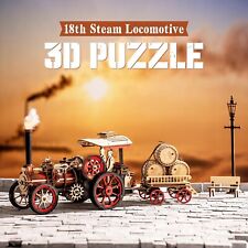 Robotime 3D Wooden Puzzles Electric Vintage Car  Steam Engine Model Building Toy picture