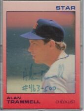 1988 ALAN TRAMMELL AUTHENTICATED AUTOGRAPH-DETROIT TIGERS-STAR SERIES #463/500 picture