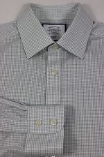Charles Tyrwhitt Dress Shirt Mens 15.5 34 Green Check Spread Collar Slim Fit picture