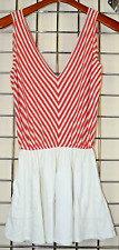 Mini Dress VTG 70s Quantum Red White Stripes White Skirt Pockets Sz S/M picture