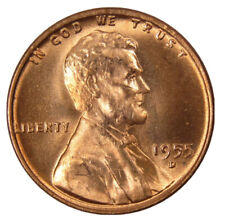 1955-D Gem Red BU US Lincoln Wheat Cent Penny Fast S&H W/Tracking picture