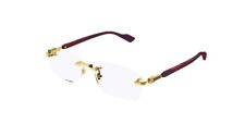 Gucci GG1221O 003 Gold-Burgundy Rectangular Narrow Rimless Men's Eyeglasses picture
