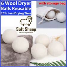 6 Wool Dryer Balls XL 100% Organic Wool Natural Laundry Fabric Softener new  picture