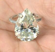 RARE 8.40 Ct Pear Shape Off White Diamond Ring With Accents-Treated picture