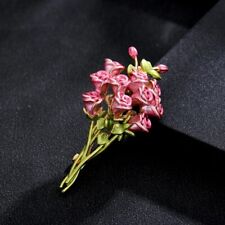 Creative French Vintage Pink Rose Brooch Enamel Delicate Pin Suits Accessories picture