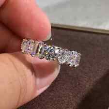3Ct Emerald Cut Moissanite Full Eternity Wedding Band Ring 14k White Gold Plated picture