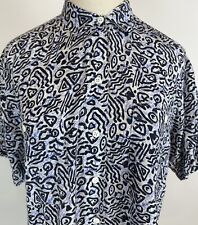 Vintage 80s 90s Graffiti Print Shirt WOMENS M Boxy Geometric Art to Wear Rayon  picture