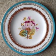 Minton(?) Plate with Violets, Turquoise Border - Victorian f picture