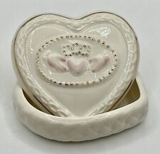 Vintage Belleek Claddagh Knot Box, Made In Ireland, Trinket, Celtic, Heart picture