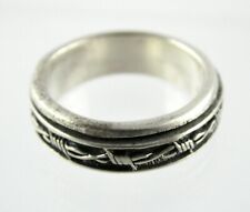 Vintage Unmarked Sterling Silver Wire Design Spinner Band Ring 925 Size 9.5 8.2g picture