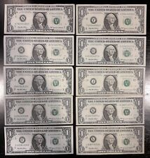 USPC $1 One Dollar Bills 1999 Vintage District Set Lot x10 Notes No H/I $10 FV picture