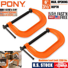 Pony 6-inch C-Clamp 2-Pack Set Clamps 1200lbs Load Heavy Duty for Woodworking picture