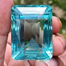 EGL  Certified 106.55  Ct Natural Sky Blue Topaz Emerald Cut AAA+ Loose Gemstone picture