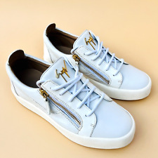 Giuseppe Zanotti Designer Mens Sneakers White Leather Gold Zip Size 8 - Frankie picture