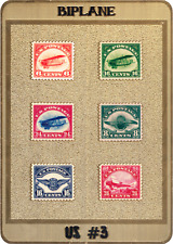 Stamp Plak - Biplane - US #3 - SCOTT C1 C2 C3 C4 C5 C6 - WITH STAND picture