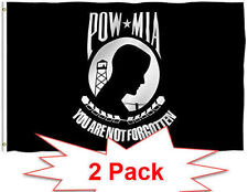 TWO PACK POW-MIA Black Flag You are Not Forgotten Prisoner of War 3x5ft  picture
