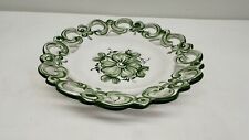 Vintage Vestal 7.5” Alcobaca Portugal Reticulated Green And White Wall Plate 601 picture