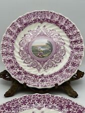 Purple Transferware Copeland SPODE 9” Dinner Plates Set Of 4 Extremely RARE picture