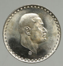 1970 EGYPT w President Nasser Hussein VINTAGE Antique Silver 50 Pias Coin i94669 picture