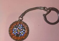 VINTAGE Italian Micro Mosaic Floral Keychain Ring Made In Italy Micromosaic picture