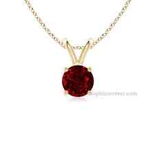 1.25 ct. Genuine Ruby Solitaire Pendant Necklace - Yellow Gold plated Silver picture