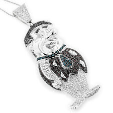 2.18 ct RD Multi Color Cubic Zirconia mens Fred Flinstone Pendant in Silver picture