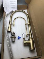 Brushed Gold Kitchen Sink Faucet w/Pull Down Sprayer High Arc Dual-Mode Faucet picture