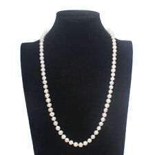 Genuine Natural White Pearl Necklace Real Freshwater Pearl Sterling Silver Clasp picture