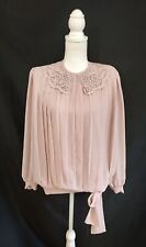 80's Vintage Cottagecore Romantic Rose In the Mood Crepe Pleated Blouse Top 10 picture