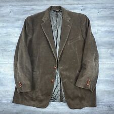 VTG Brooks Brothers Blazer Mens 48L Chocolate Brown Corduroy Leather Button USA picture