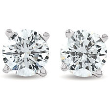 1.25 ct Solitaire Diamond Stud 4 Prong Earrings 14K White Gold Enhanced picture