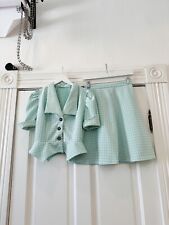 Vintage 50s Skirt Set Sz Small Checkered A Line 2 Piece Polyester picture