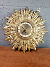 Vintage Welby 8 Day Gold Mid Century Modern Starburst Wall Clock picture