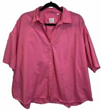 Emily Van Den Bergh Top Womens Size 44 Bright Pink Lagenlook Blouse Artsy Button picture