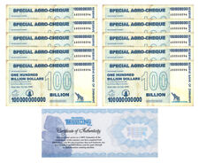 10 Zimbabwe 100 Billion Special Agro Cheque banknote 2008, P-64 USED COA picture