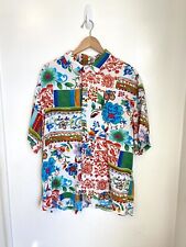 Vintage Jams World Rayon Hawaiian Shirt Abstract Crazy Loud Patchwork XL picture