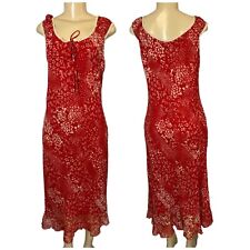 Y2K Jonathan Martin Red Floral Grunge Slip Dress Size 10 Ruffle Trim Neck picture