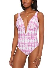 MSRP $88 Bar III Summer Stripes Plunge One-Piece Swimsuit Size Medium picture